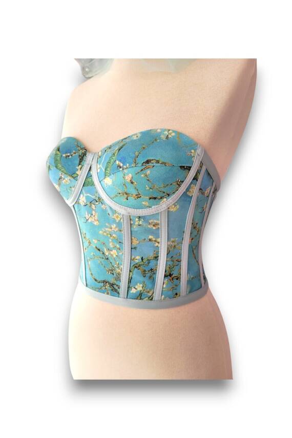 Badem Ağacı Desenli Bağlamalı Korse Büstiyer 2762 - 6