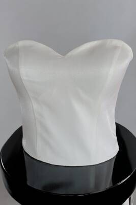Beyaz Işık Saten Korse Büstiyer Hazır Beden Bağlamalı