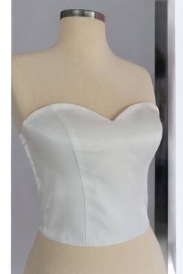 Beyaz Işık Saten Korse Büstiyer Hazır Beden Bağlamalı - 3