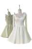 White Shoulder Tie Mini Satin Evening Dress - Thumbnail (1)