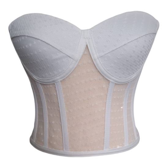 White Polka Dots Tie-Up Bustier - 0