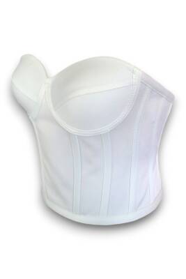 Beyaz Saten Korse Büstiyer Hazır Beden - 3