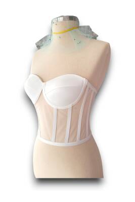 Beyaz Transparan Balenli Korse Büstiyer Gelinlik Hazır Beden - 4