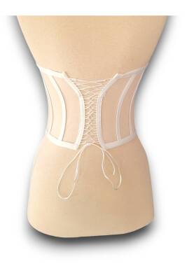 Beyaz Transparan Balenli Korse Büstiyer Gelinlik Hazır Beden - 5