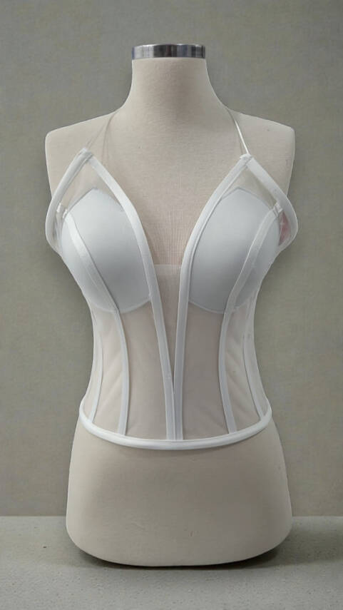 Beyaz Transparan Korse Büstiyer Hazır Beden - 1
