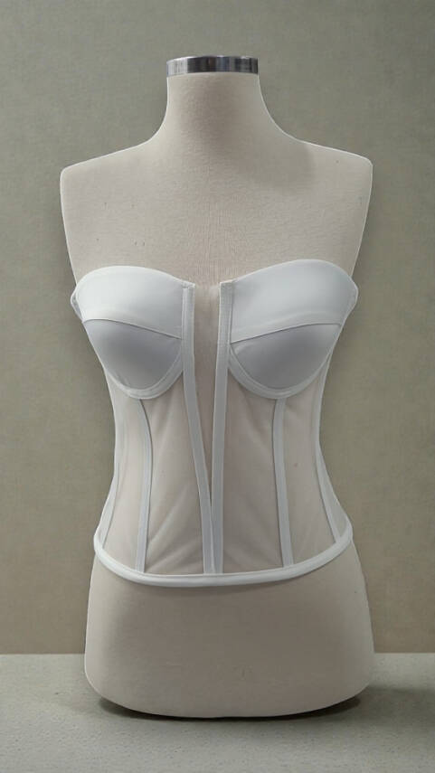 Beyaz Transparan Korse Büstiyer Hazır Beden - 1