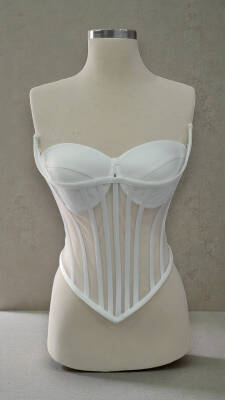 Beyaz Transparan Korse Büstiyer Hazır beden