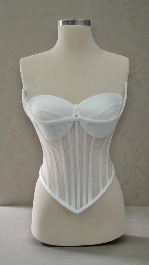 Beyaz Transparan Korse Büstiyer Hazır beden - 1