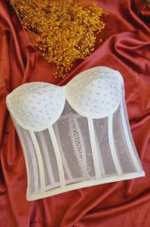 White Pearl Transparent Boned Tie-up Bustier