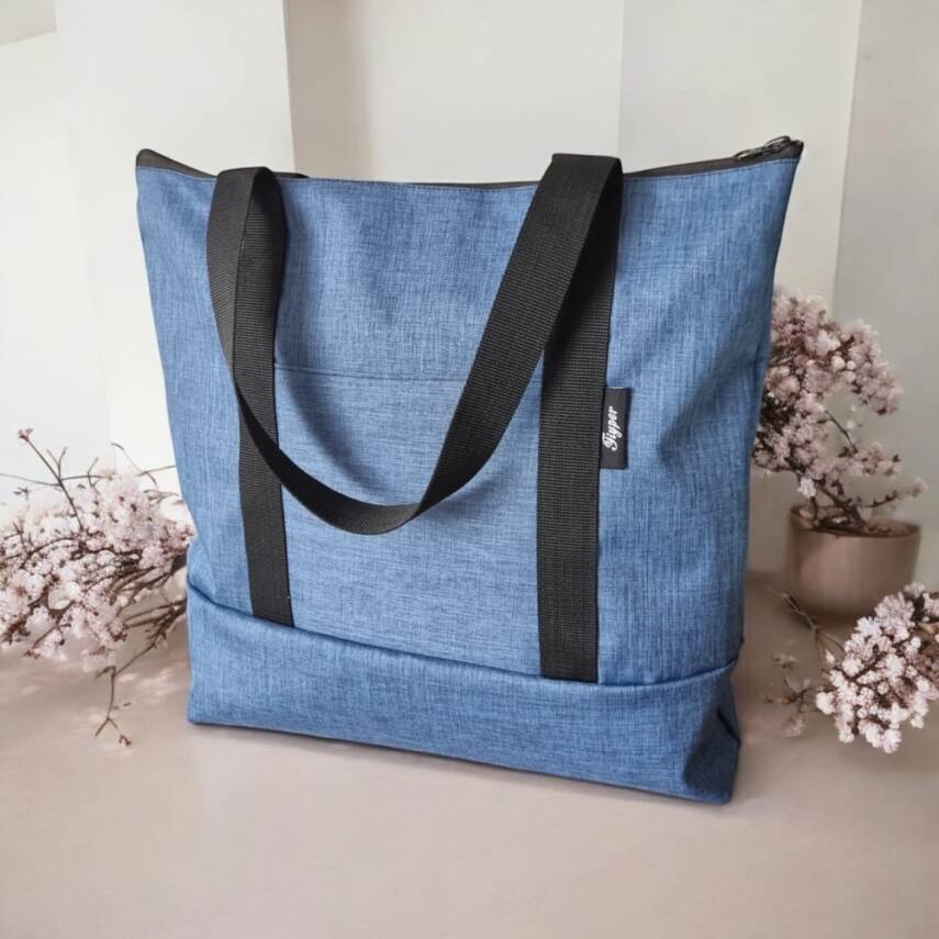 Cep Detaylı Keten Desen Su geçirmez İmperteks Kumaş Kadın Kol Ve Omuz Çantası - 1