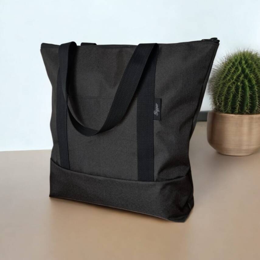 Cep Detaylı Keten Desen Su geçirmez İmperteks Kumaş Kadın Kol Ve Omuz Çantası - 2