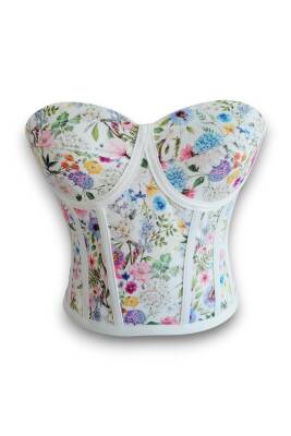 Çiçek Desenli Bağlamalı Korse Büstiyer