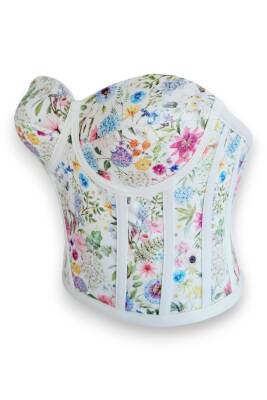 Çiçek Desenli Bağlamalı Korse Büstiyer - 3