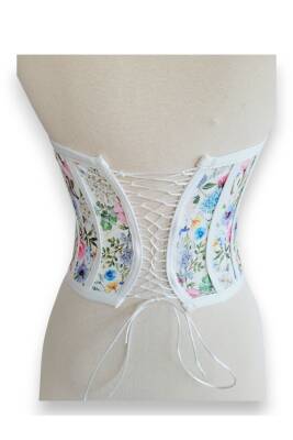 Çiçek Desenli Bağlamalı Korse Büstiyer - 5