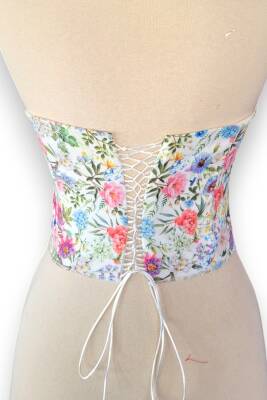 Çiçek Desenli Balenli Büstiyer - 4