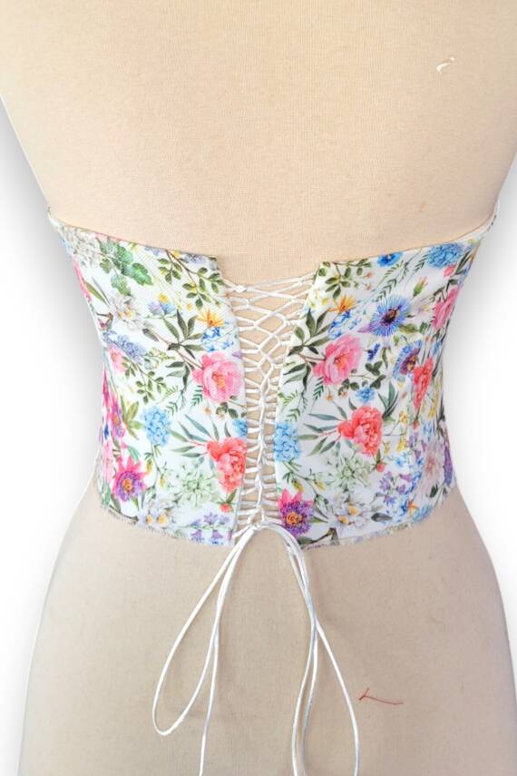 Çiçek Desenli Balenli Büstiyer - 4