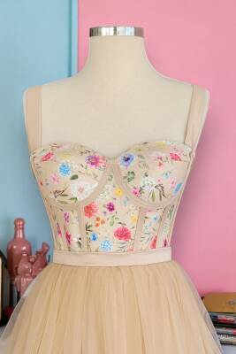 Çiçek Desenli Mini Abiye Ve Gece Elbisesi - 3