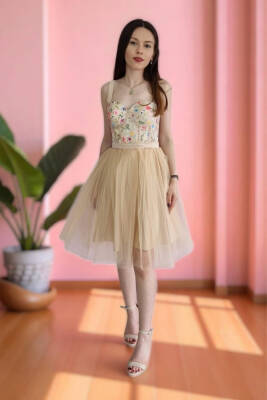 Çiçek Desenli Mini Abiye Ve Gece Elbisesi - 7