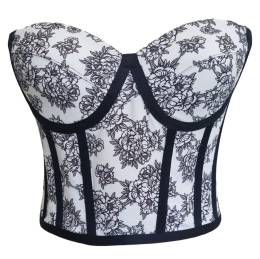 Lined Flover Pattern Structured Corset Bustier