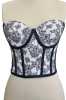 Lined Flover Pattern Structured Corset Bustier - Thumbnail (3)