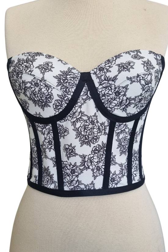 Lined Flover Pattern Structured Corset Bustier - 2
