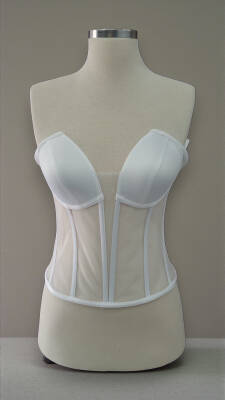 Beyaz Transparan Korse Büstiyer Hazır Beden