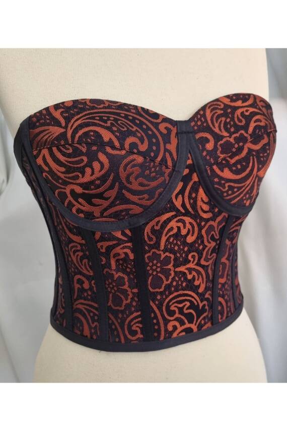 Desenli Balenli Korse Büstiyer Hazır Beden - 2