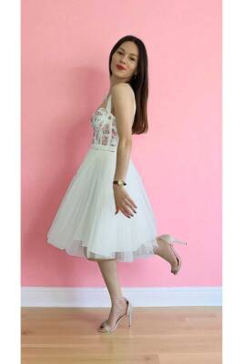 Gül Desenli Mini Abiye Ve Gece Elbisesi - 3