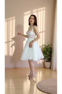 Gül Desenli Mini Abiye Ve Gece Elbisesi - 6