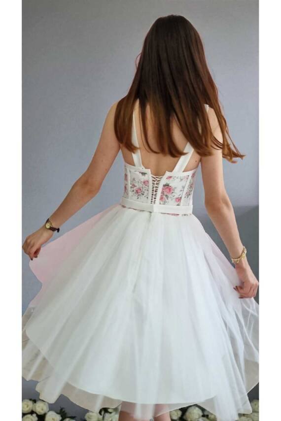 Gül Desenli Mini Abiye Ve Gece Elbisesi - 8