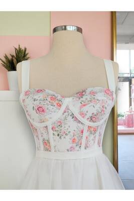 Gül Desenli Mini Abiye Ve Gece Elbisesi - 9