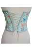 Green Butterfly Patterned Tie-Up Corset Bustier - Thumbnail (2)