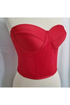 Kırmızı Balenli Saten Korse Büstiyer Hazır Beden - 6