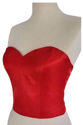 Kırmızı Işık Saten Korse Büstiyer Hazır Beden Bağlamalı - 3