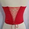 Red Satin Strapless Boned Tie-up Bustier - Thumbnail (4)