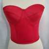 Red Satin Strapless Boned Tie-up Bustier - Thumbnail (3)