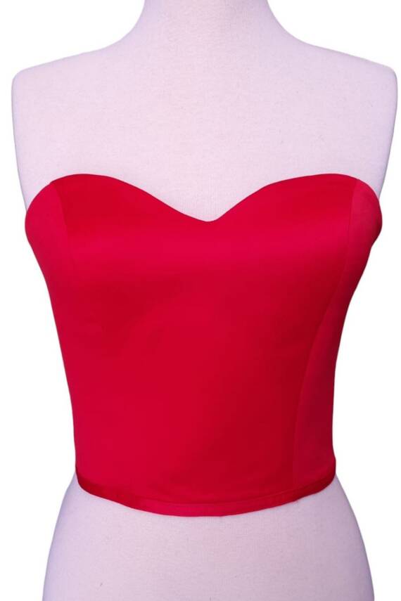 Kırmızı Saten Korse Büstiyer Hazır Beden - 4