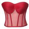 Red Transparent Boned Tie-up Bustier - Thumbnail (1)