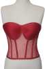 Red Transparent Boned Tie-up Bustier - Thumbnail (2)