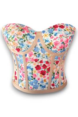 Küçük Çiçek Desenli Bağlamalı Korse Büstiyer 1538 - 2