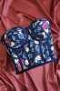 Navy Blue Floral Patterned Tie-Up Corset Bustier - Thumbnail (2)