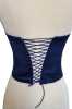 Navy Blue Satin Strapless Boned Tie-up Bustier - Thumbnail (4)