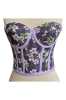 Lilac Floral Patterned Tie-Up Corset Bustier - Thumbnail (2)