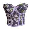 Lilac Floral Patterned Tie-Up Corset Bustier - Thumbnail (1)
