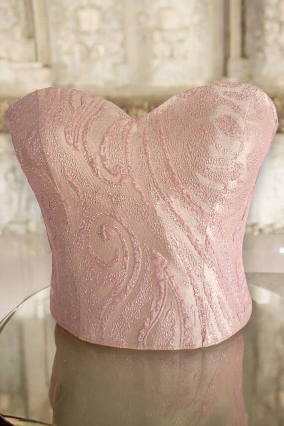 Pudra Desenli Korse Büstiyer Bağlamalı - 2