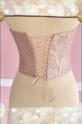 Pudra Desenli Korse Büstiyer Bağlamalı - 4