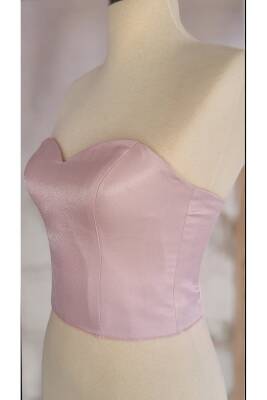 Pudra Işık Saten Korse Büstiyer Hazır Beden Bağlamalı - 3