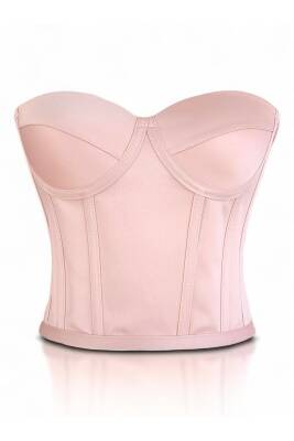 Pudra Saten Korse Büstiyer Hazır Beden