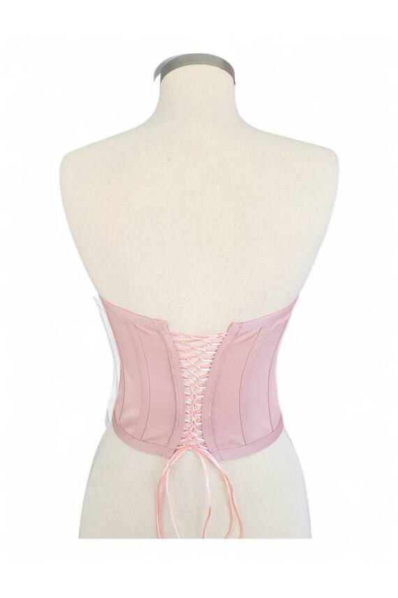 Pudra Saten Korse Büstiyer Hazır Beden - 5