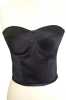 Black Satin Strapless Structured Tie-up Bustier - Thumbnail (2)